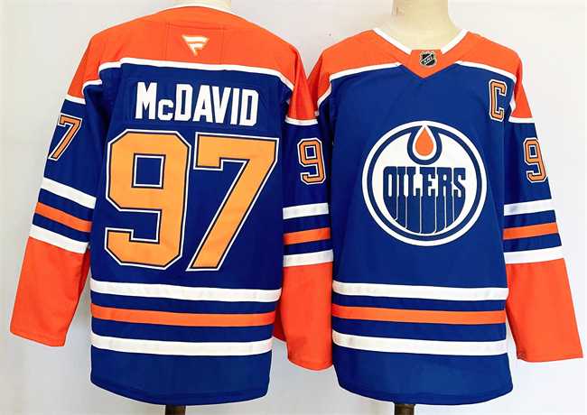 Men%27s Edmonton Oilers #97 Connor McDavid Royal 2024-25 Stitched Jersey->edmonton oilers->NHL Jersey